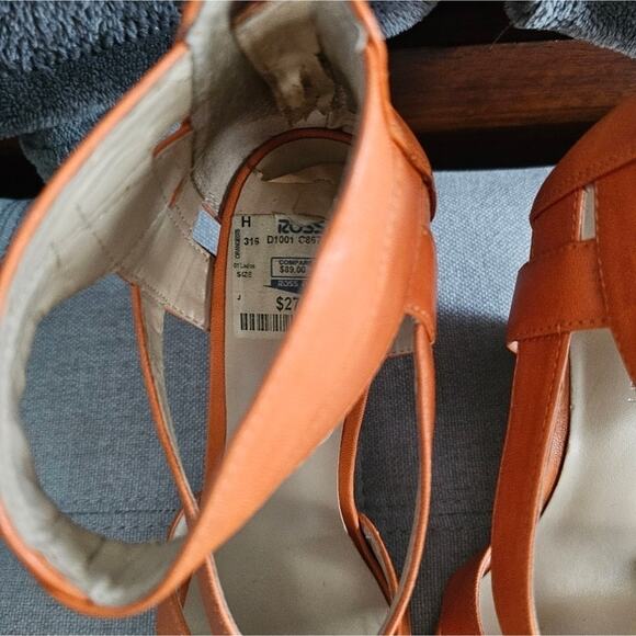 Nine West Orange Wedge Sandals Size 8 Open Toe High Heel Summer Shoes - Picture 4 of 9